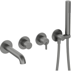 Deante Shower set Silia with bathtub mixer, hand shower, handle - concealed, titanium (BQS_D18P)
