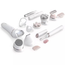 Philips Epilator Beauty Set Series 9000, rechargeable, tweezers.-32, nozzles-8, case, tweezers, trimmer, white (BRE740/90)