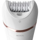 Philips Epilator Beauty Set Series 9000, rechargeable, tweezers.-32, nozzles-8, case, tweezers, trimmer, white (BRE740/90)