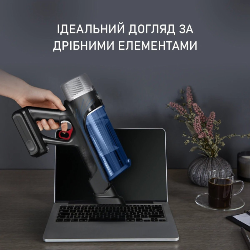 Rowenta Пилосос безпровідний X-Force 9.6 Aqua Animal, 250Вт, вологе прибирання, конт пил -0.4л, автон. робота до 45хв, чорно-синій (RH20C7WO)