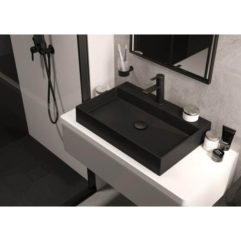 Deante Washbasin tap Arnika, spout lenght - 118mm, non-swivel, 1-handle, black (BQA_N21M)
