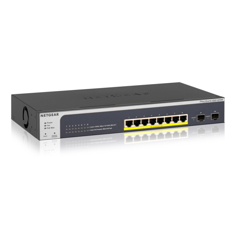NETGEAR Комутатор GS510TPP 8x1GE PoE+(190Вт), 2xSFP, керований (GS510TPP-100EUS)
