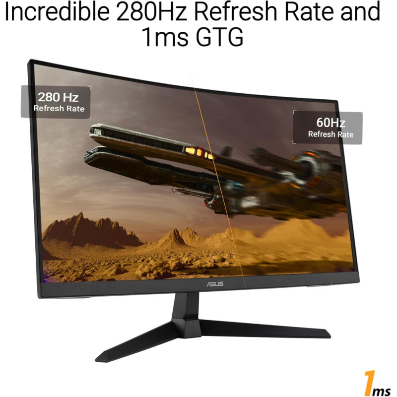 ASUS Monitor 27  TUF Gaming VG27VQM1B DVI, 2xHDMI, DP, MM, VA, 280Hz, 1ms, DCI-P3 90%, CURVED, AdaptiveSync (90LM0A81-B01170)