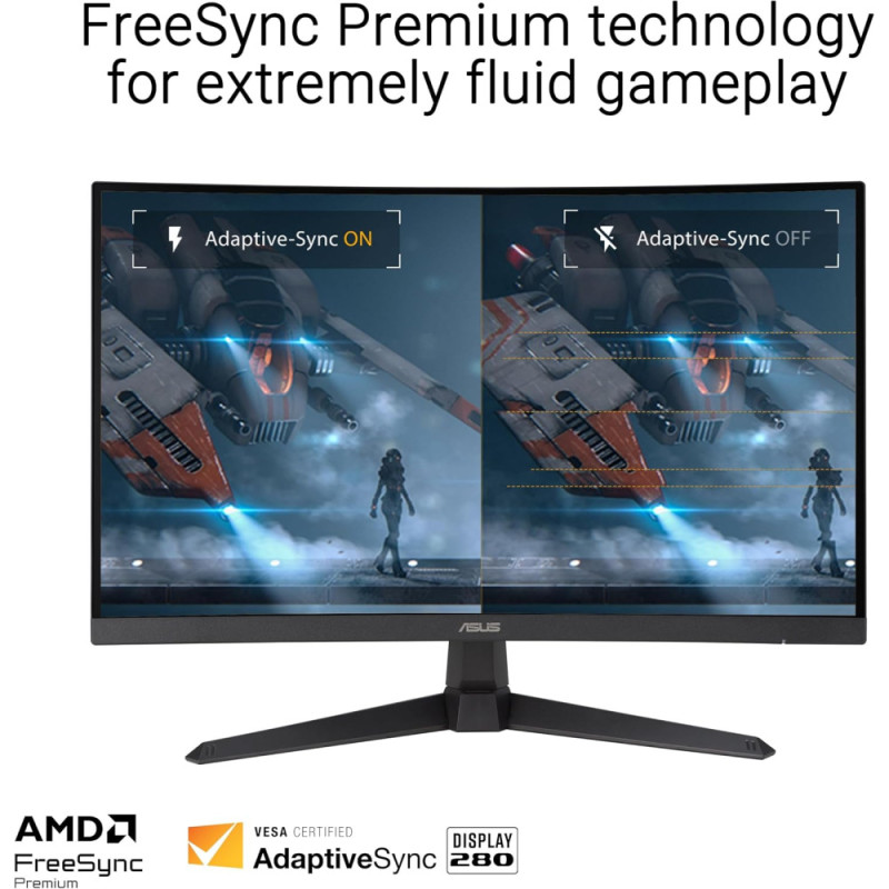 ASUS Monitor 27  TUF Gaming VG27VQM1B DVI, 2xHDMI, DP, MM, VA, 280Hz, 1ms, DCI-P3 90%, CURVED, AdaptiveSync (90LM0A81-B01170)