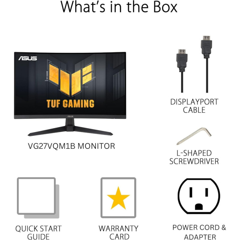 ASUS Monitor 27  TUF Gaming VG27VQM1B DVI, 2xHDMI, DP, MM, VA, 280Hz, 1ms, DCI-P3 90%, CURVED, AdaptiveSync (90LM0A81-B01170)