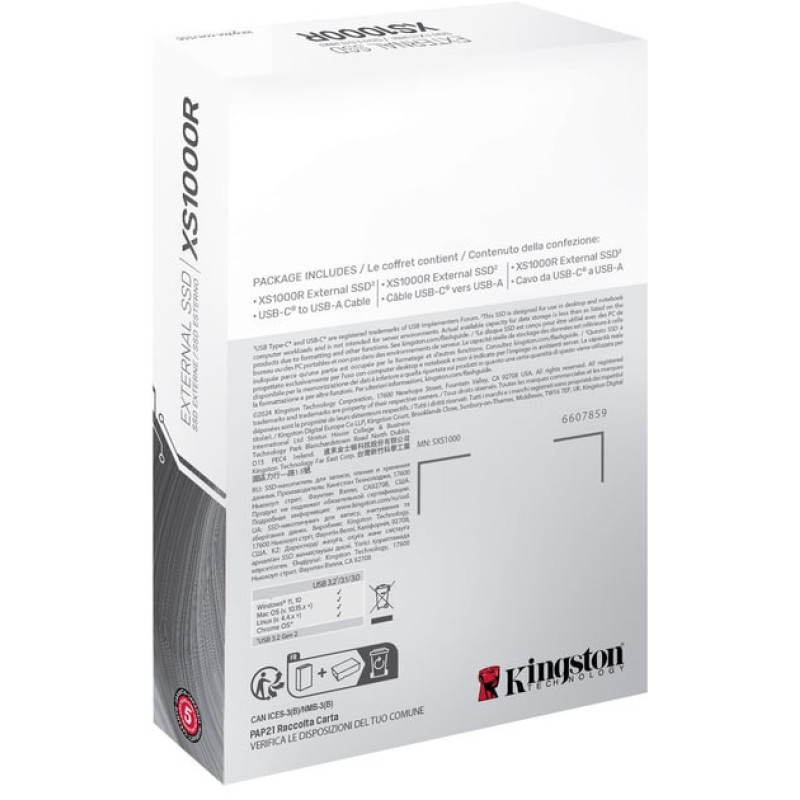 Kingston Portable SSD 2TB USB 3.2 Gen 2 Type-C XS1000 (SXS1000R/2000G)