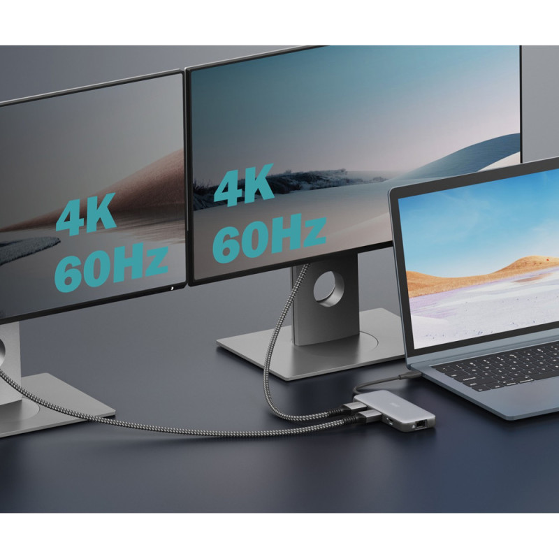 Digitus Док-станція DIGITUS USB-C > 2xHDMI/2xUSB-A/USB-C/SD/MicroSD/RJ54 (DA-70915)