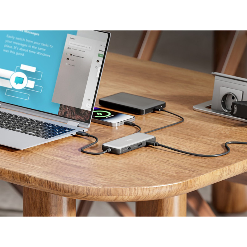 Digitus Док-станція DIGITUS USB-C > 2xHDMI/2xUSB-A/USB-C/SD/MicroSD/RJ54 (DA-70915)