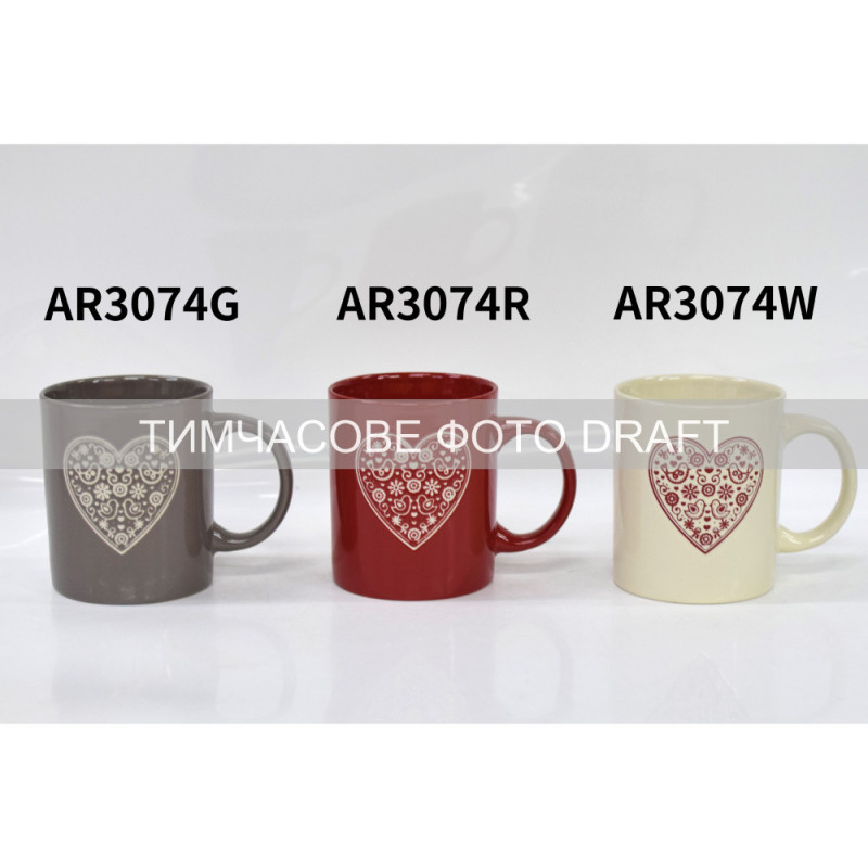 ARDESTO Чашка Heart, 320мл, кераміка, білий (AR3074W)