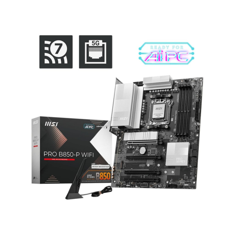 MSI Motherboard PRO B850-P WIFI sAM5 B850 4xDDR5 M.2 HDMI WiFi BT ATX (911-7E56-002)