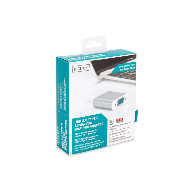 Digitus Адаптер USB 3.0 - VGA Full HD, M/F, 0.2 m (DA-70837)
