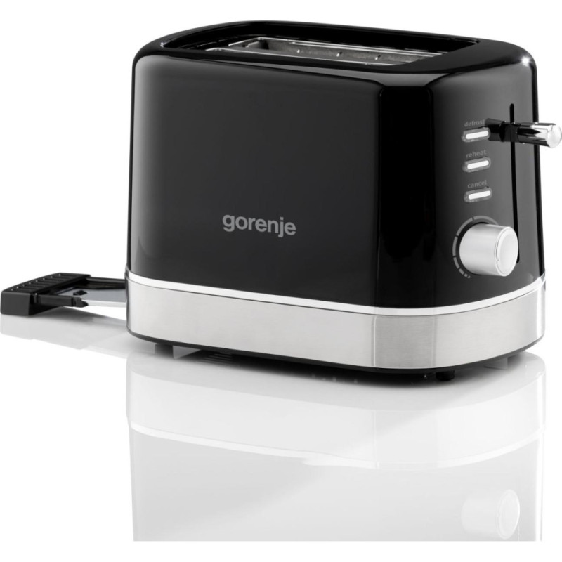 Gorenje Тостер 850Вт, підігрів, розморожування, пластик, чорний (T800DB)