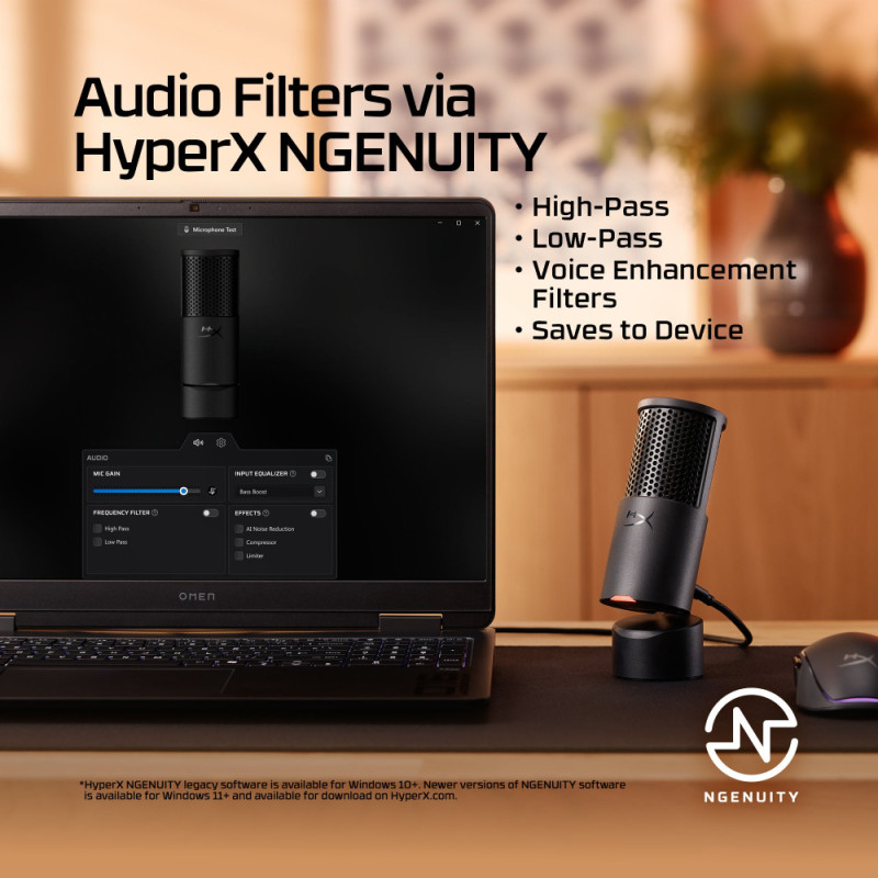 HyperX Мікрофон геймінговий SoloCast 2, Omni, USB-A, 2м, NGenuity, чорний (AR0A0AA)