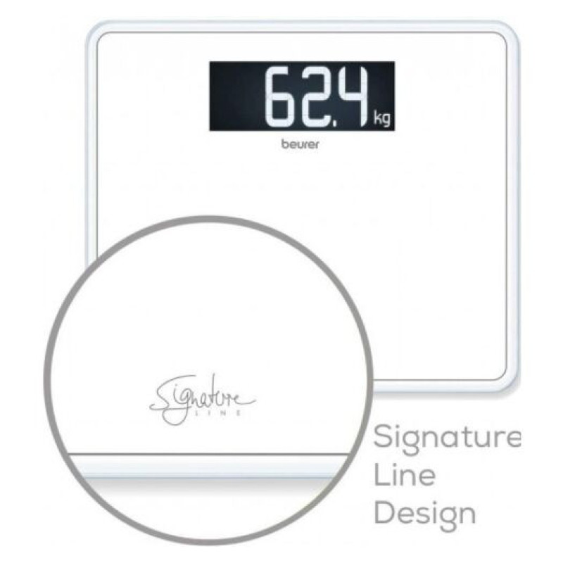 Beurer Scales for floor, 3хААА included, glass, white (GS_410_SIGNATURE_LINE_WH)