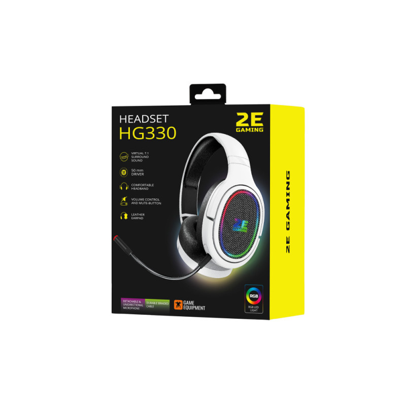 2E Gaming Headset HG330, 7.1, USB-A, RGB, 2m, white (2E-HG330WT-7.1)