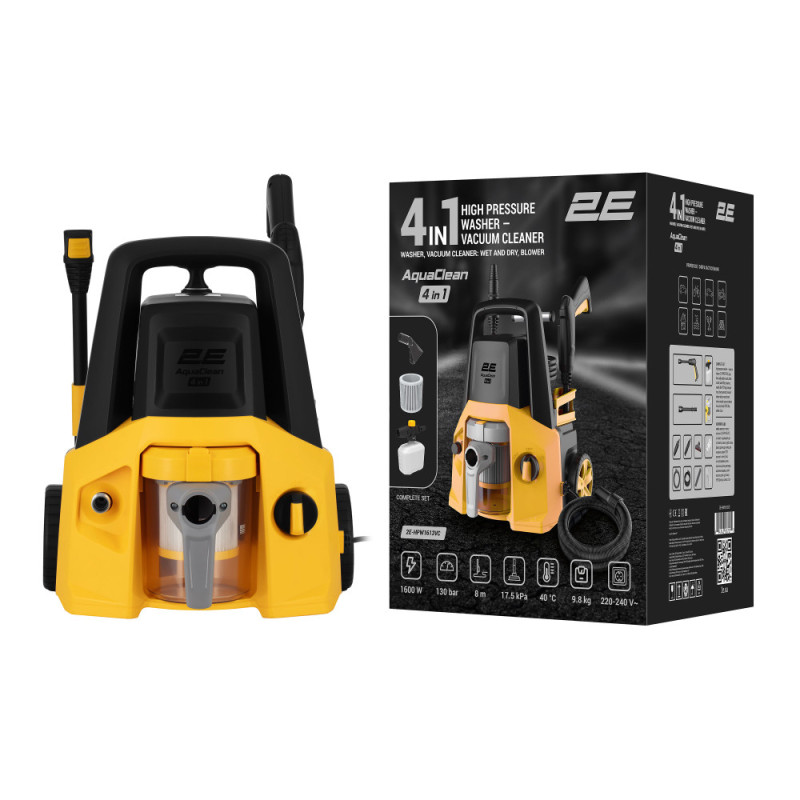 2E High pressure washer 2E AquaClean 4in1 1600W 130bar 480l/h hose 8m 11kg (2E-HPW1613VC)