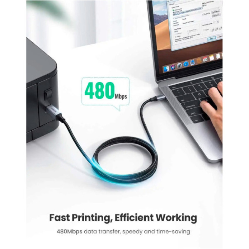 Кабель для принтера USB-C 2.0 to BM 1.0m black Ugreen (45034)