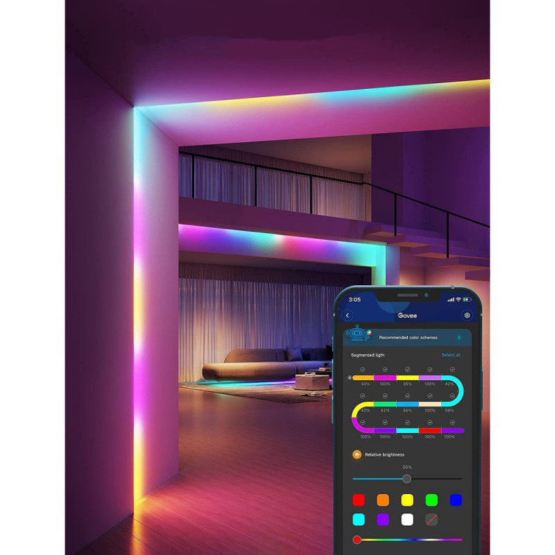 Govee Лента светодиодная умная H612A Strip Light S With Protective Coating, 5м, RGBICW, WI-FI/Bluetooth, білий (H612ACD1)