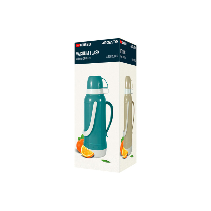 ARDESTO Vacuum flask Gemini Gourmet 2000 ml, plastic, glass flask, green (AR2620GRG)