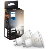 Philips Hue Лампа умная GU10, 5W(50Вт), 2200K-6500K, Tunable white, ZigBee, Bluetooth, диммирование, 2шт (929001953310)