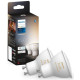 Philips Hue Лампа розумна GU10, 5W(50Вт), 2200K-6500K, Tunable white, ZigBee, Bluetooth, димування, 2шт (929001953310)