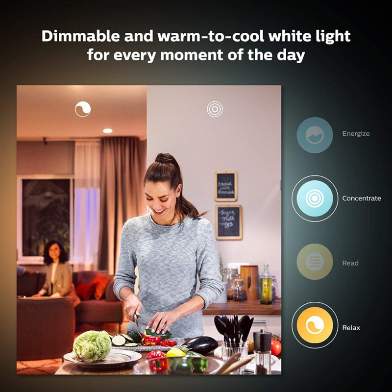 Philips Hue Лампа розумна GU10, 5W(50Вт), 2200K-6500K, Tunable white, ZigBee, Bluetooth, димування, 2шт (929001953310)