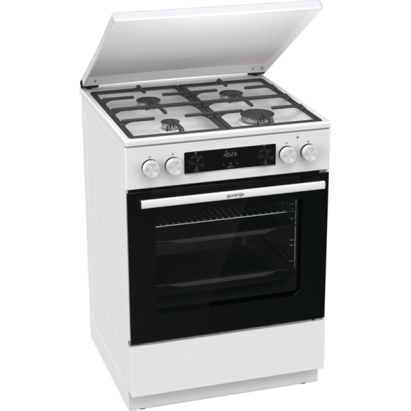 Gorenje Плита комби, 71л, 60x60см, дисплей, IconLed, чугун, белый (GK6C5WF)