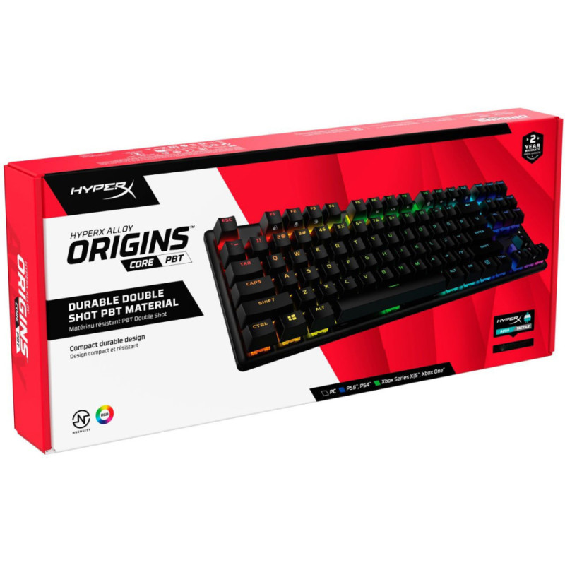 HyperX Кeyboard Alloy Origins Core PBT Aqua USB RGB ENG/RU Black (639N9AA)
