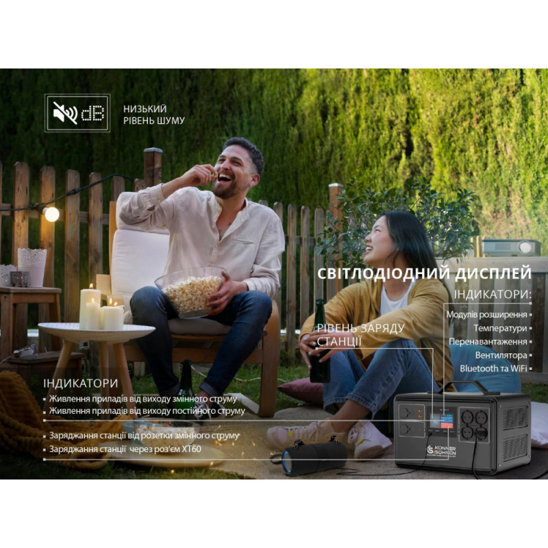 Könner & Söhnen Портативна електростанція Konner&Sohnen KS 2400PS, 2400Вт, 2240Вт/год, LifePo4, Bluetooth, 25.9кг (KS2400PS)