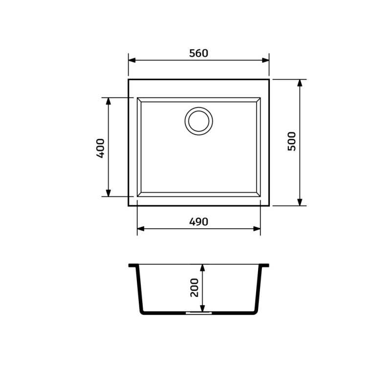 Adamant Мийка кухонна Adamant Univer, штучний камінь, квадрат, без крила, 560х500х200мм, чаша - 1, врізна, Old stone (2006270043363)
