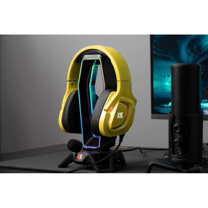 2E Gaming Гарнитура игровая HG340, mini-jack/dual 3.5mm, RGB, 2м, жёлтый (2E-HG340YW)