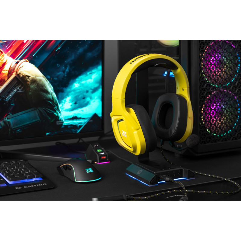 2E Gaming Гарнитура игровая HG340, mini-jack/dual 3.5mm, RGB, 2м, жёлтый (2E-HG340YW)