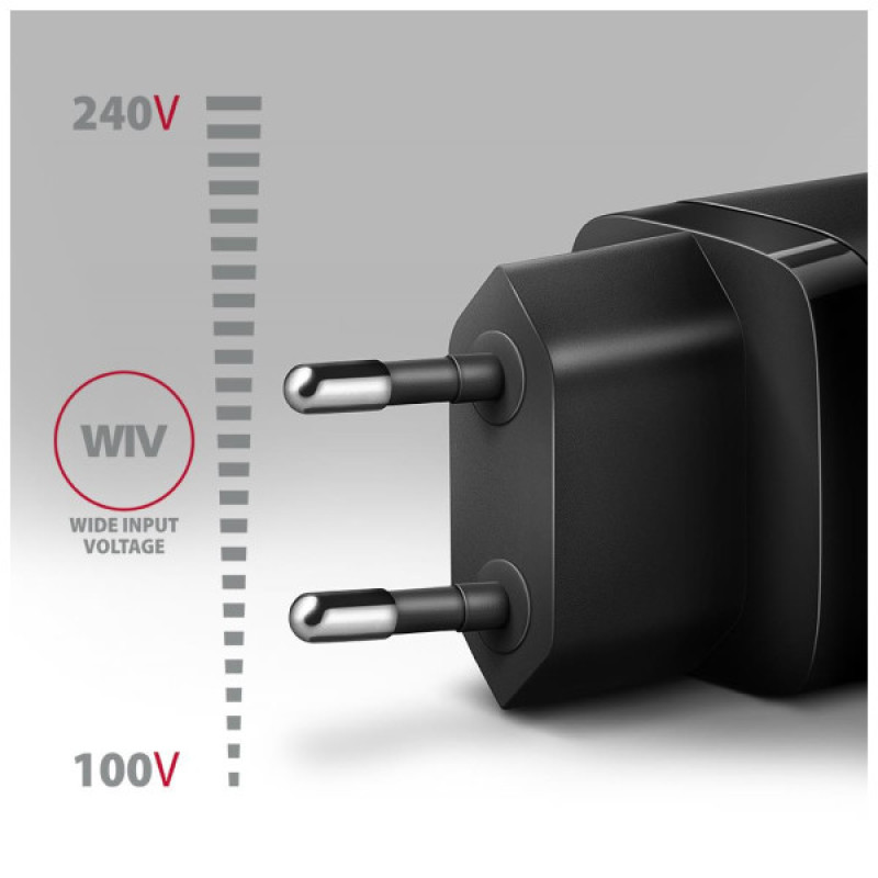 Зарядное устройство AXAGON 1xUSB QC3.0 + 1xUSB-C PD20W black (ACU-PQ20)