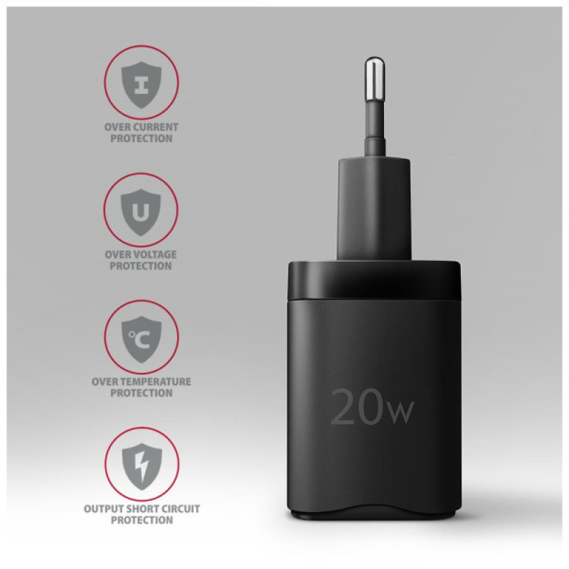 Зарядное устройство AXAGON 1xUSB QC3.0 + 1xUSB-C PD20W black (ACU-PQ20)