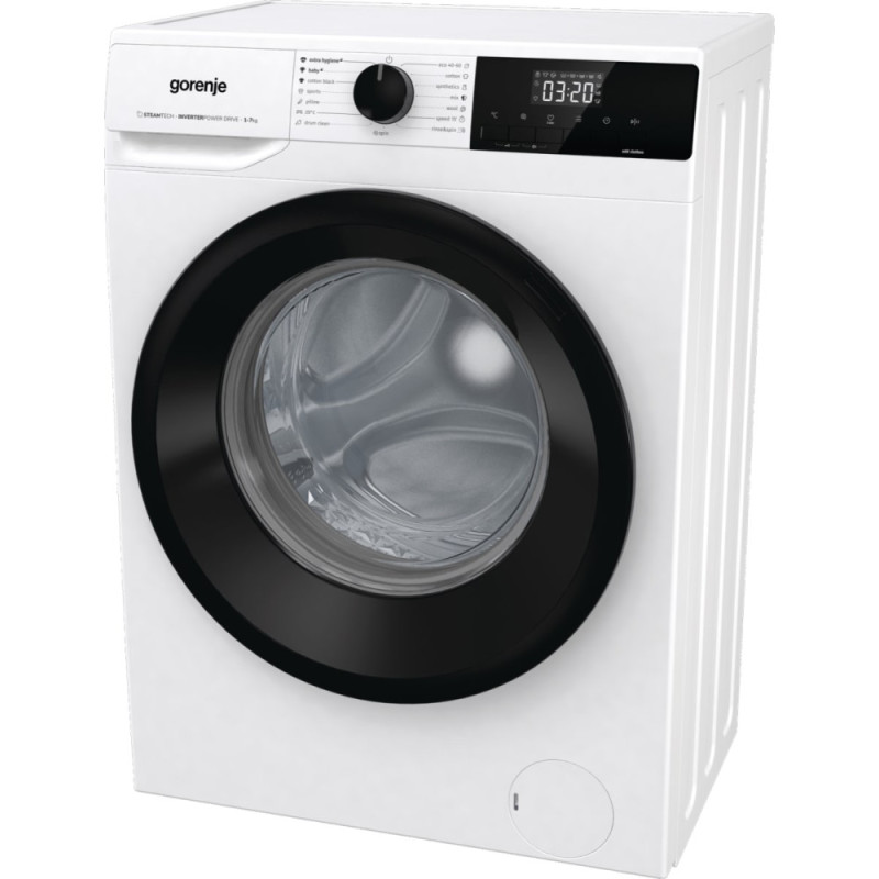 Gorenje Пральна машина фронтальна, 7кг, 1400, A+++, 47см, дисплей, пара, інвертор, білий (WNHEI74SAS)