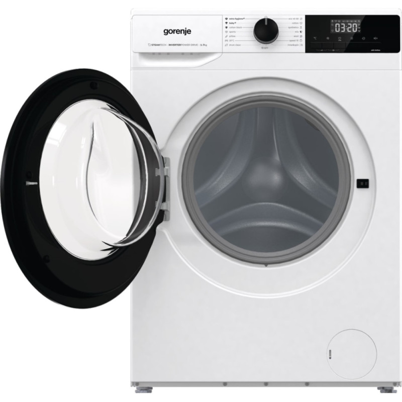 Gorenje Пральна машина фронтальна, 7кг, 1400, A+++, 47см, дисплей, пара, інвертор, білий (WNHEI74SAS)