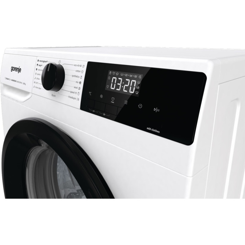 Gorenje Пральна машина фронтальна, 7кг, 1400, A+++, 47см, дисплей, пара, інвертор, білий (WNHEI74SAS)
