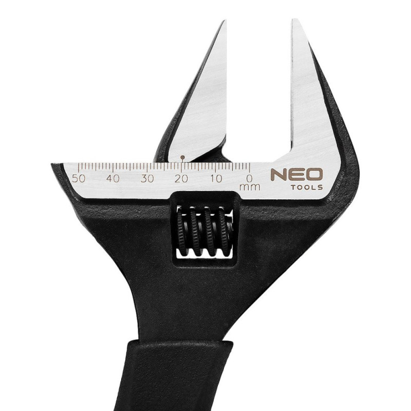 Neo Tools Ключ разводной 250 мм, 0-50мм, сталь CrV, DиN 3117, прорезиненная рукоятка (03-016)