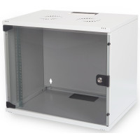 Digitus 7U wall mounting cabinet, SOHO, unmounted 370x540x400 mm, full glass front door, grey (DN-1907U-S-1)