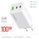 Зарядное устройство ColorWay C101B GaN Mini 100W PD PPS 2xUSB-C + USB-A white (CW-CHS061PD-WT)