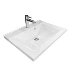 Adamant Sink, washbasin QUANTO, artificial stone, rectang., with a hole for the mixer, with an overflow hole, 600х447х140mm, imposed, white (4824296206101)