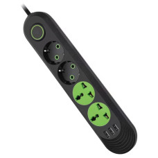 Сетевой фильтр питания Voltronic F01U, 2роз EU + 2роз Universal, 3*USB Black (F01U-Black)