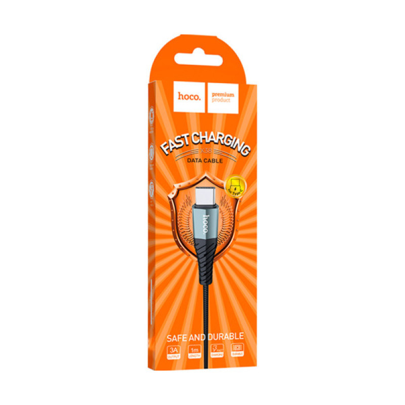 Дата кабель USB 2.0 AM to USB-C 1.0m X38 Cool black HOCO (6931474710567)