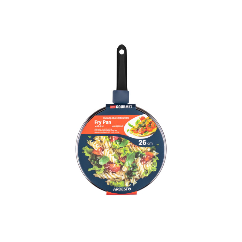 ARDESTO Сковорода с крышкой Gemini Gourmet Aosta, 26см, алюминий, черный (AR1926GMP)