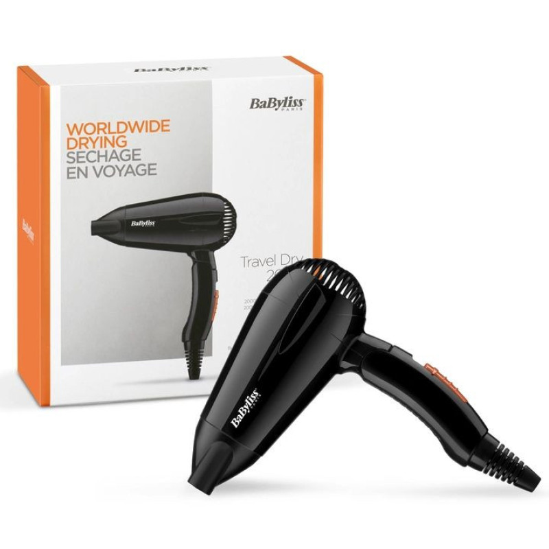 BaByliss Фен дорожный, 2000Вт, режимов-2, складная ручка, черный (5344E)
