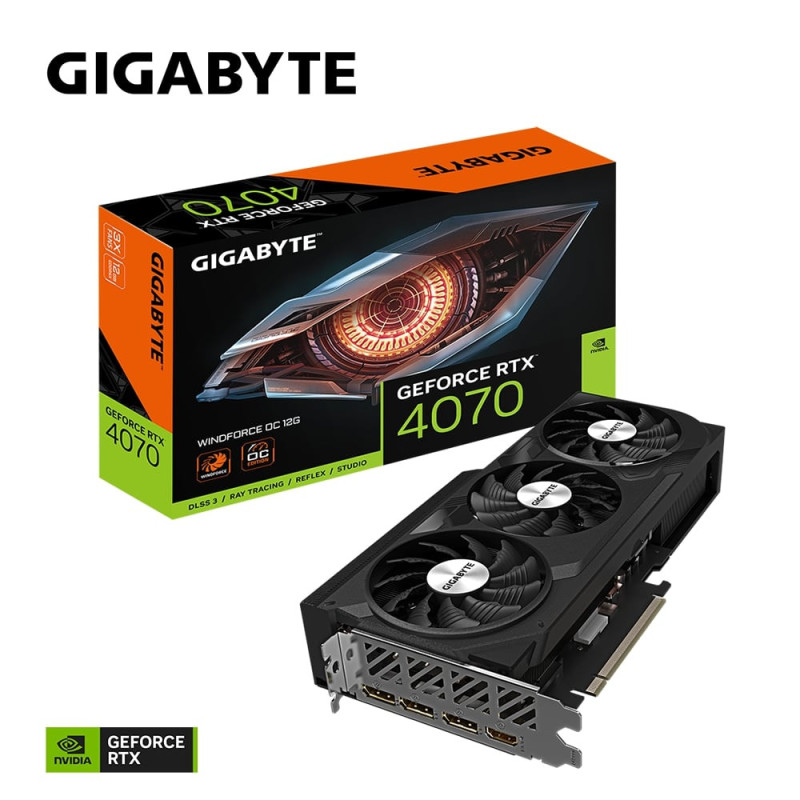 Gigabyte Видеокарта GeForce RTX 4070 12GB GDDR6X OC (GV-N4070WF3OC-12GD)