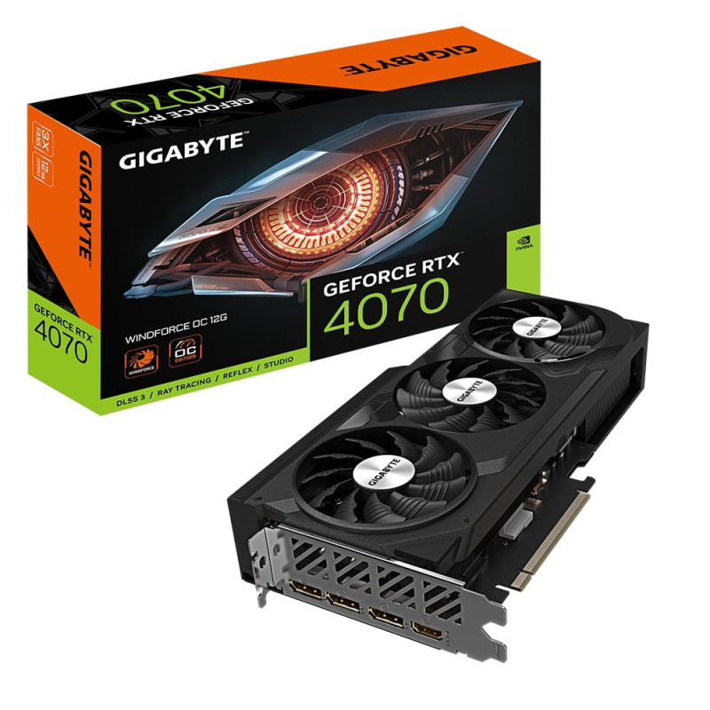Gigabyte Видеокарта GeForce RTX 4070 12GB GDDR6X OC (GV-N4070WF3OC-12GD)