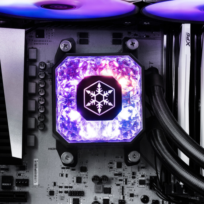 SilverStone Система жидкостного охлаждения Icegem 240P-ARGB LGA2066, 2011, 1366, 115x, 1366, TRX4TR4, AM4, AM3, AM3+, AM2, AM2+, FM1, FM2 TDP280W, черный (SST-IG240P-ARGB)