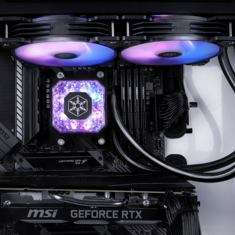 SilverStone Система жидкостного охлаждения Icegem 240P-ARGB LGA2066, 2011, 1366, 115x, 1366, TRX4TR4, AM4, AM3, AM3+, AM2, AM2+, FM1, FM2 TDP280W, черный (SST-IG240P-ARGB)