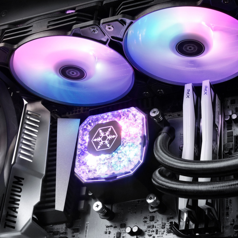 SilverStone Система жидкостного охлаждения Icegem 240P-ARGB LGA2066, 2011, 1366, 115x, 1366, TRX4TR4, AM4, AM3, AM3+, AM2, AM2+, FM1, FM2 TDP280W, черный (SST-IG240P-ARGB)